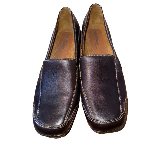 Naturalizer SOUL Black Leather White‎ Stitching Slip On Loafers 9M - Picture 1 of 6